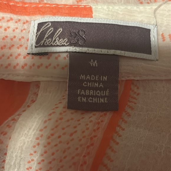 Chelsea28 Orange and White Wrap Blouse with 3/4 Sleeves - Picture 4 of 4